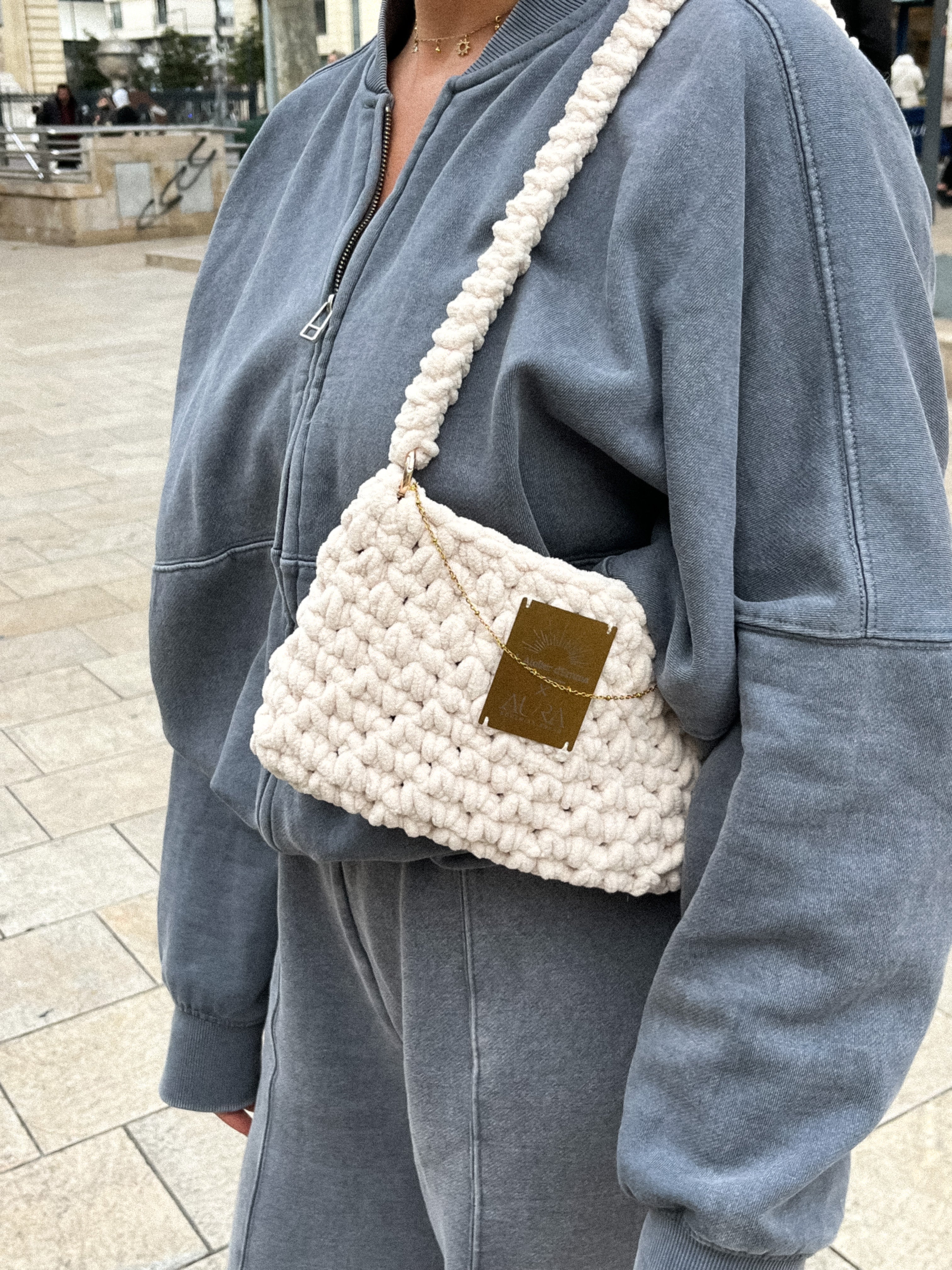 Sac en crochet crème