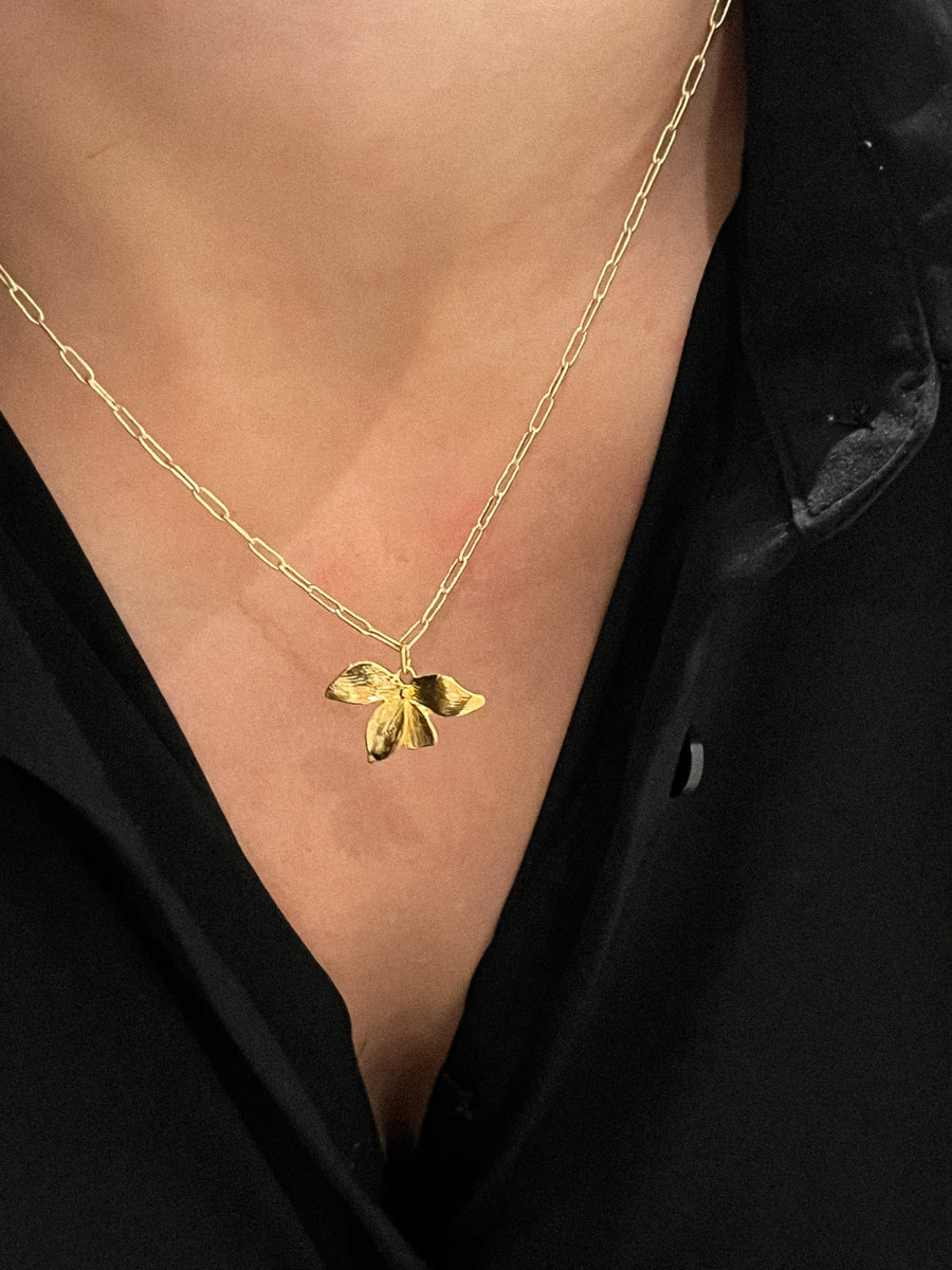 Broche Collier En Forme D'orchidée - Occasion Bon état - Bijou Fantaisie