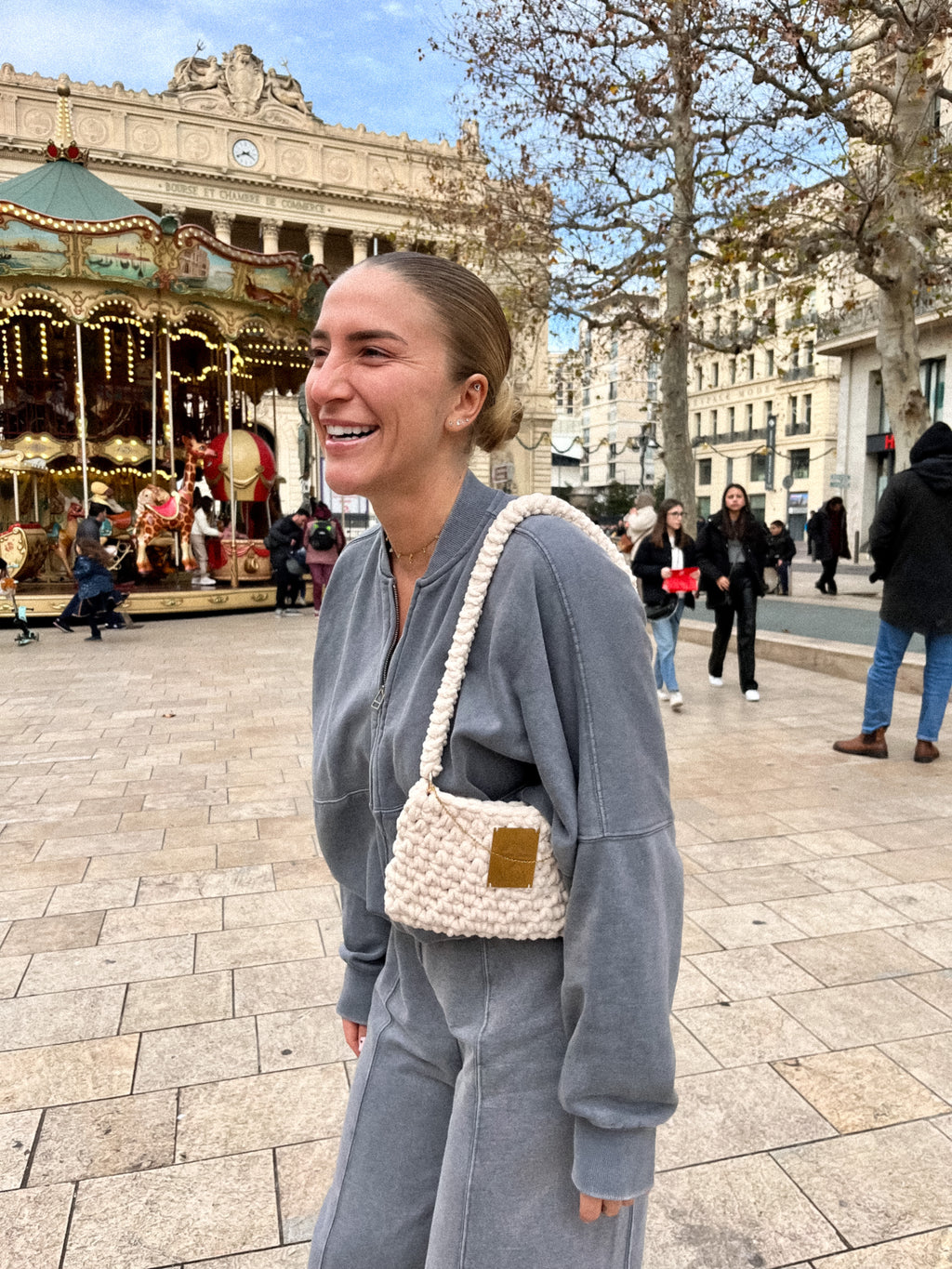 Sac en crochet crème