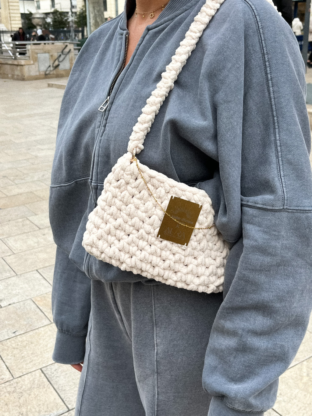 Sac en crochet crème