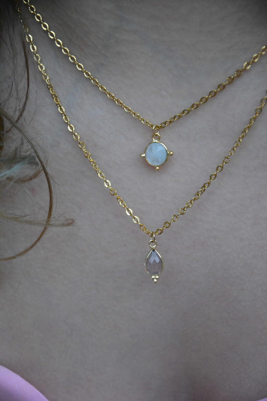 Collier mystère quartz fraise