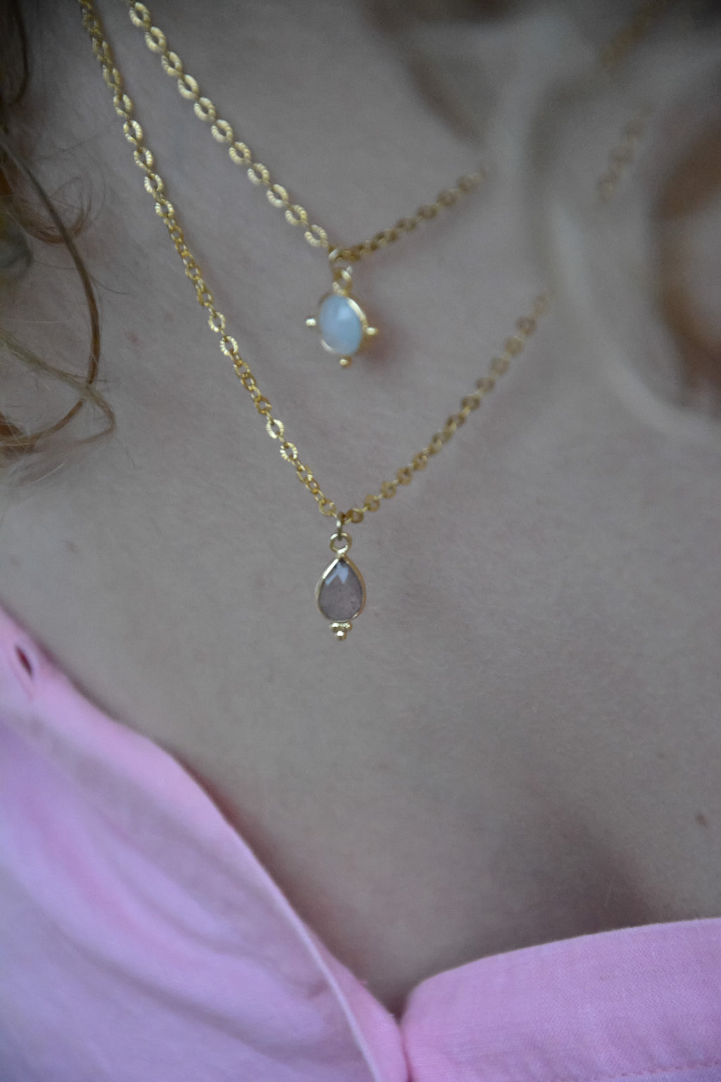 Collier mystère quartz fraise