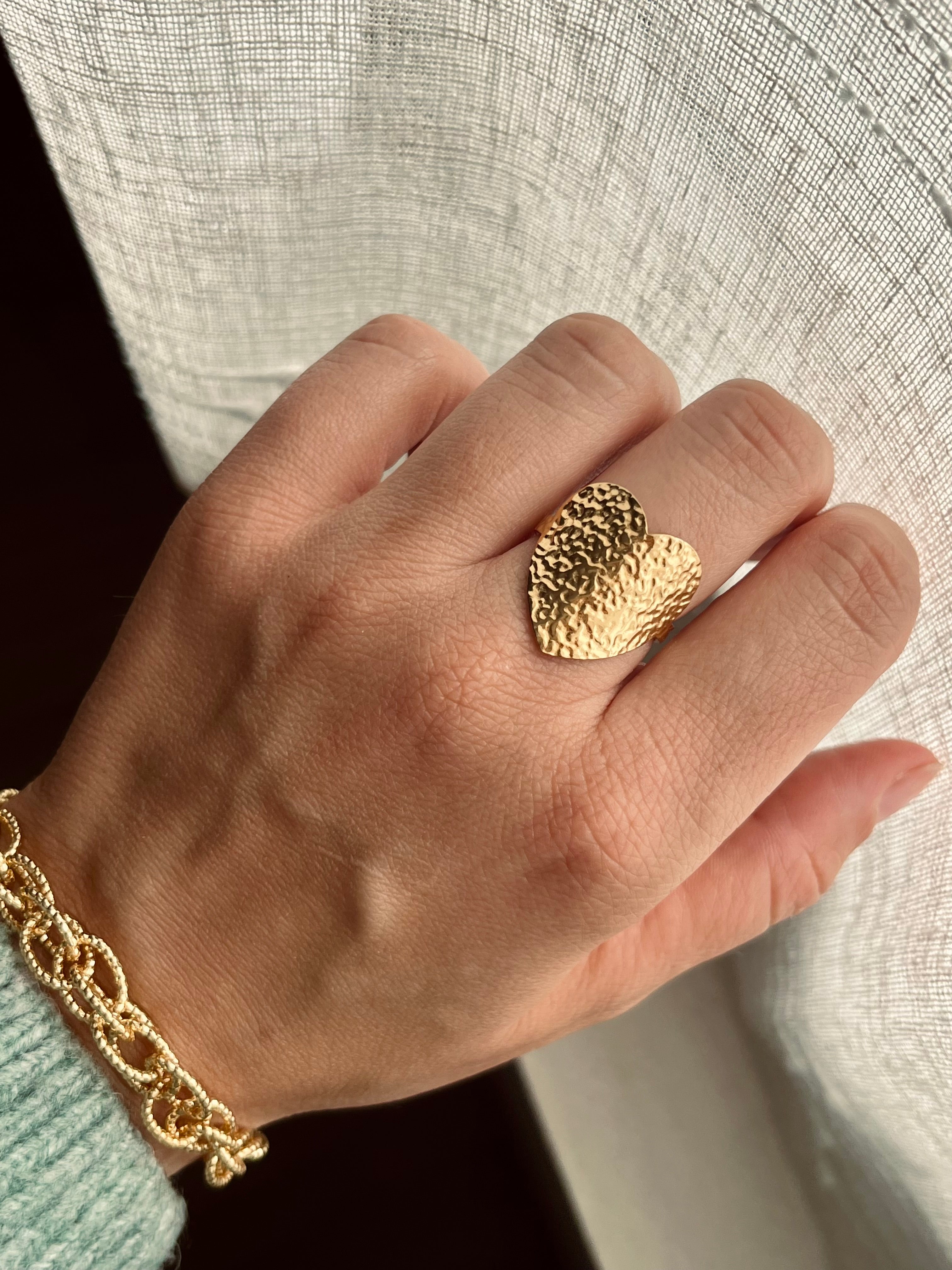 Bague cœur martelée