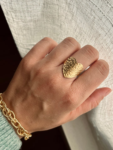 Bague cœur martelée