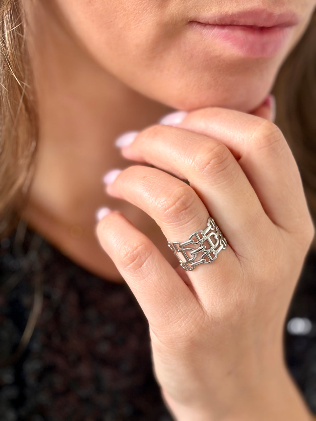 Bague large grains de café